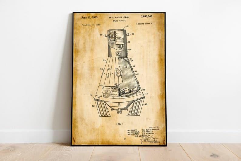 Space Capsule Patent Print| Framed Art Print - MAIA HOMES