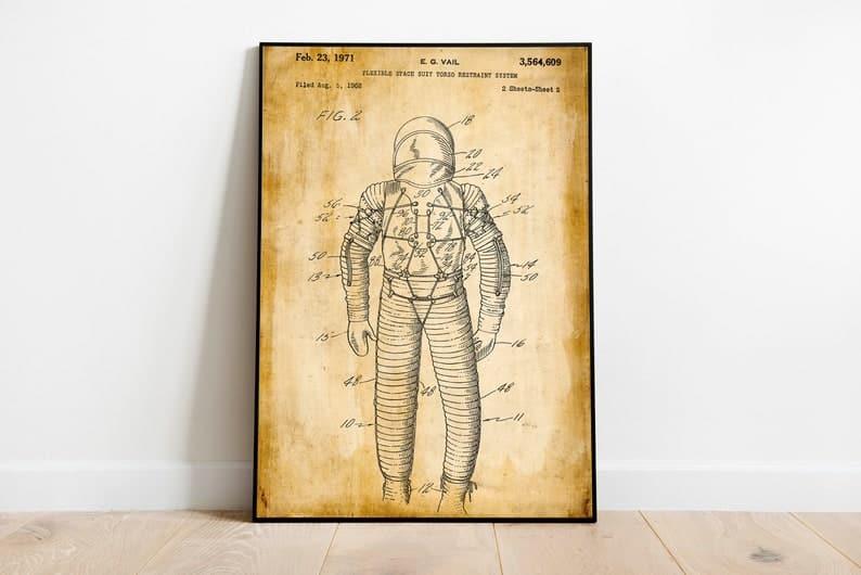 Spacesuit Patent Print| Framed Art Print