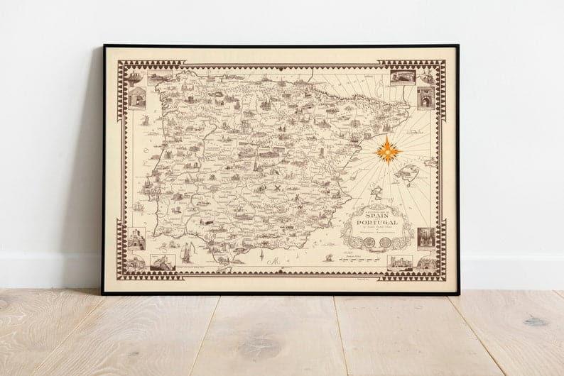 Spain Map Print| Art History - MAIA HOMES
