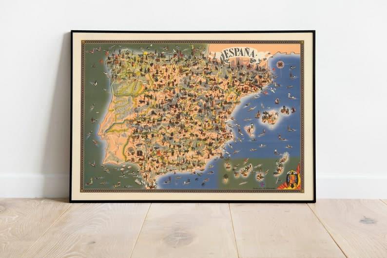 Spain Map Print| Fine Art Prints