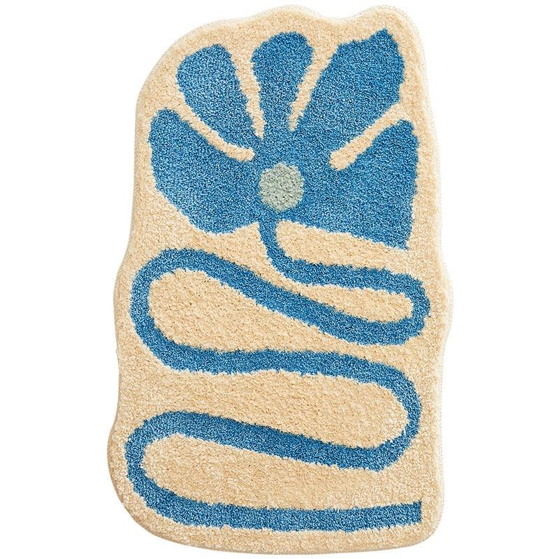 Spring Floral Bath Mat Blue