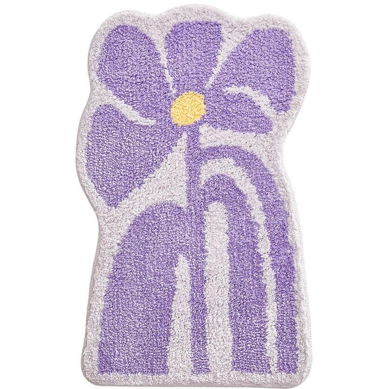 Spring Floral Bath Mat Purple