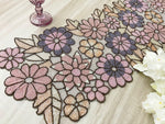 Spring Floral Garden Beaded Table Runner - Pink