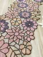 Spring Floral Garden Beaded Table Runner - Pink