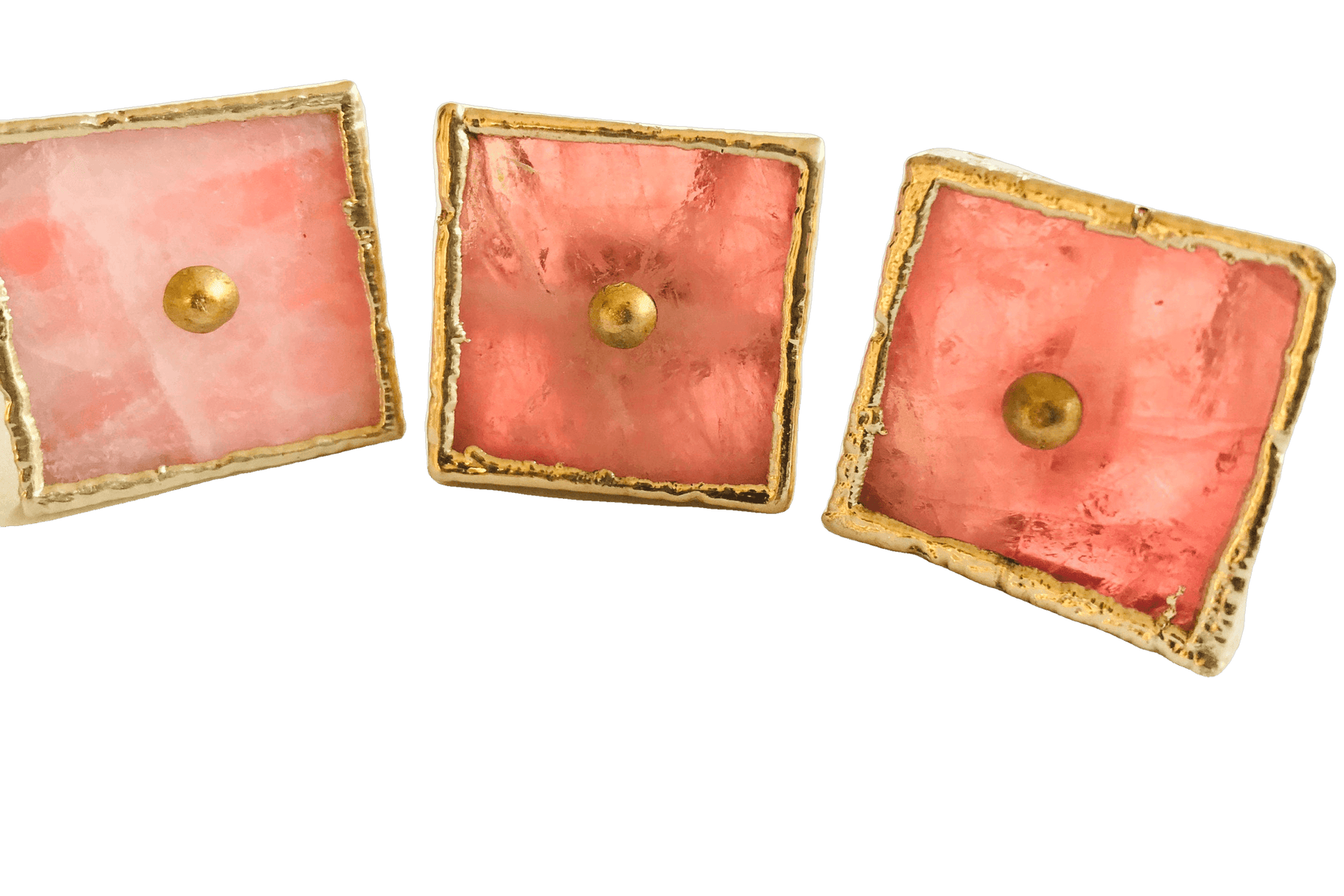 Square Rose Quartz Cabinet Door Pull Handle - Set of 4