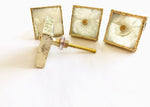 Square White Agate Dresser Cabinet Drawer Pull - Set of 4