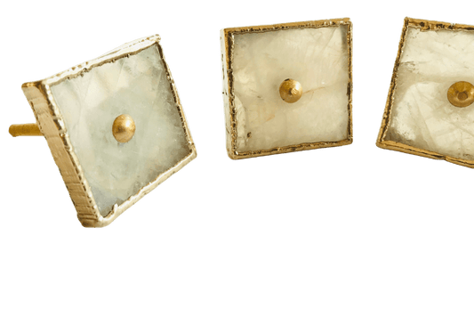 Square White Agate Dresser Cabinet Drawer Pull - Set of 4 - MAIA HOMES