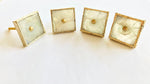 Square White Agate Dresser Cabinet Drawer Pull - Set of 4