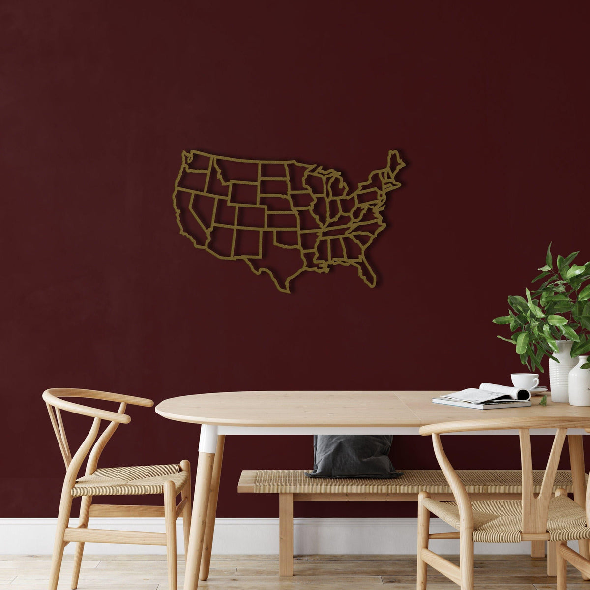 States of America Map Metal Wall Art