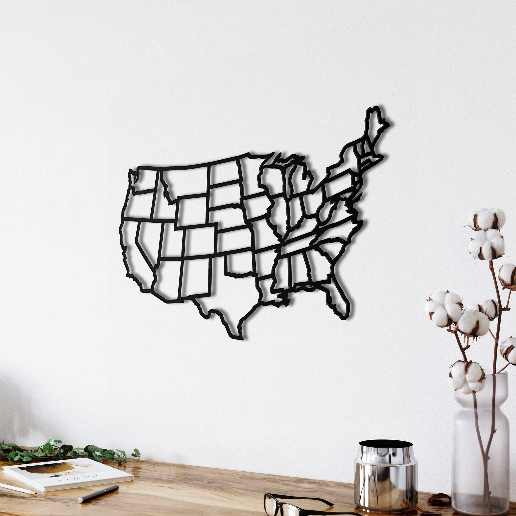 States of America Map Metal Wall Art