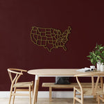 States of America Map Metal Wall Art Gold