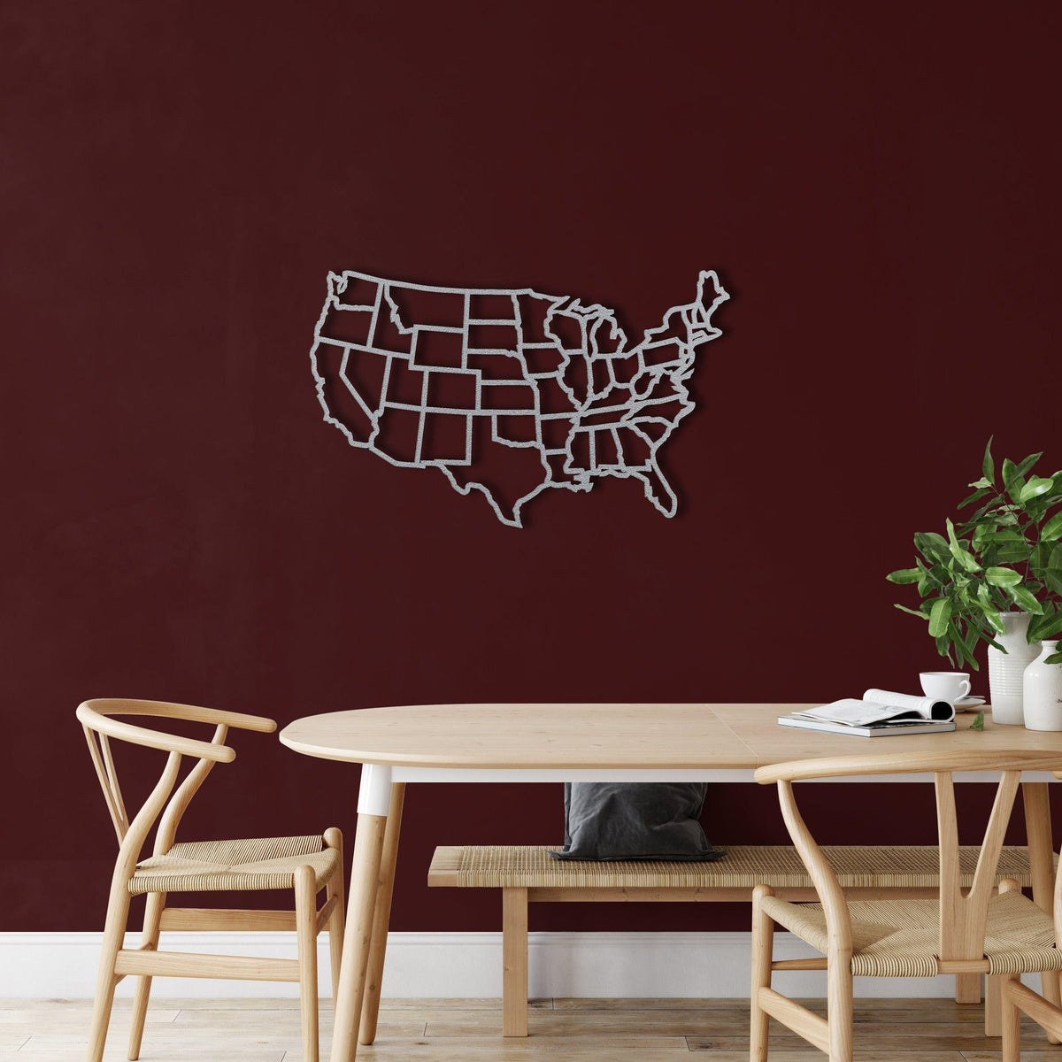 States of America Map Metal Wall Art