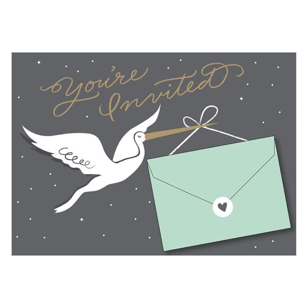 Stork Stops Here Baby Shower Invite Notecards