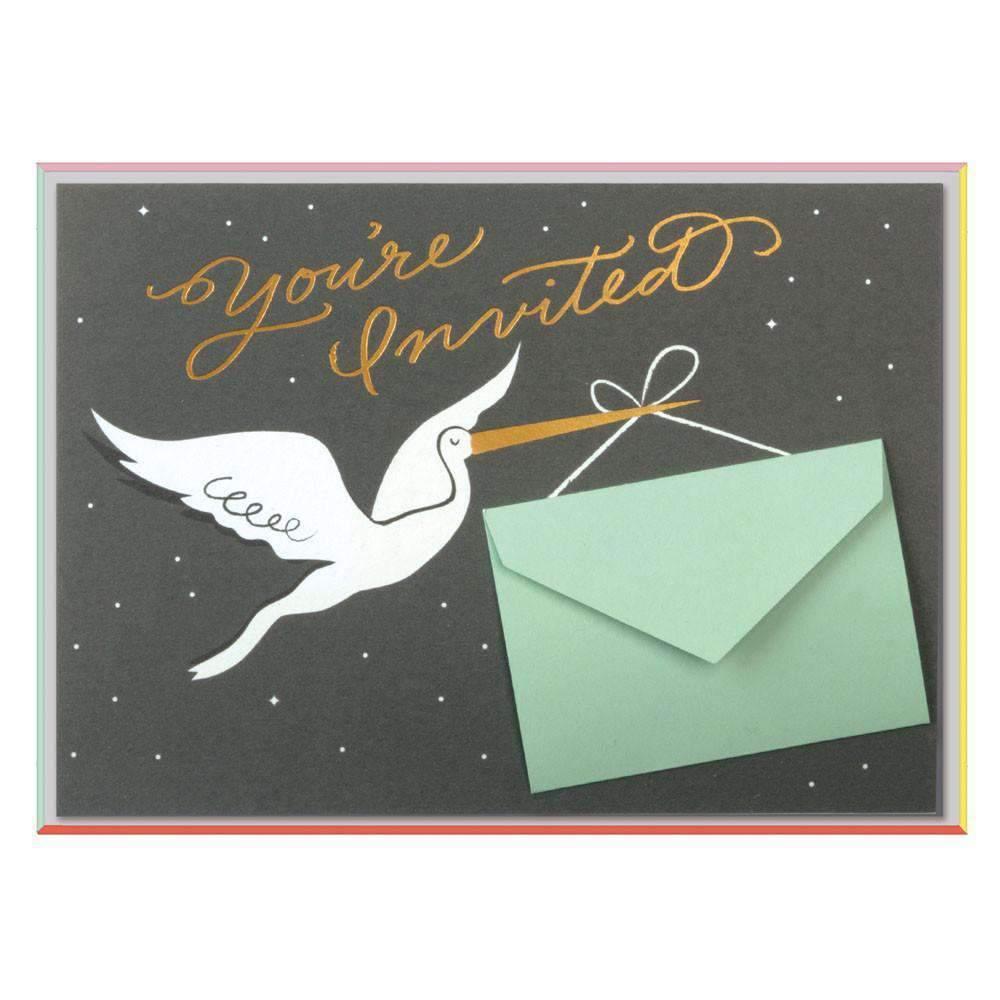 Stork Stops Here Baby Shower Invite Notecards