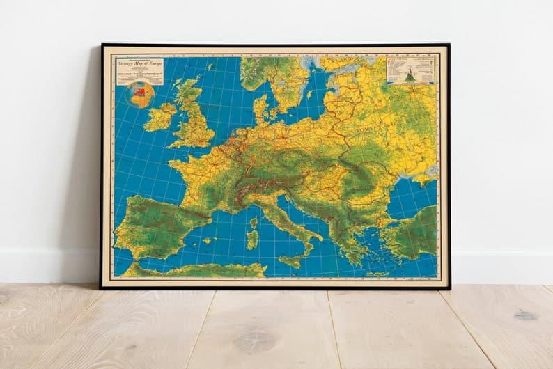 Strategy Map of Europe 1940| Europe Large Map Wall Print - MAIA HOMES