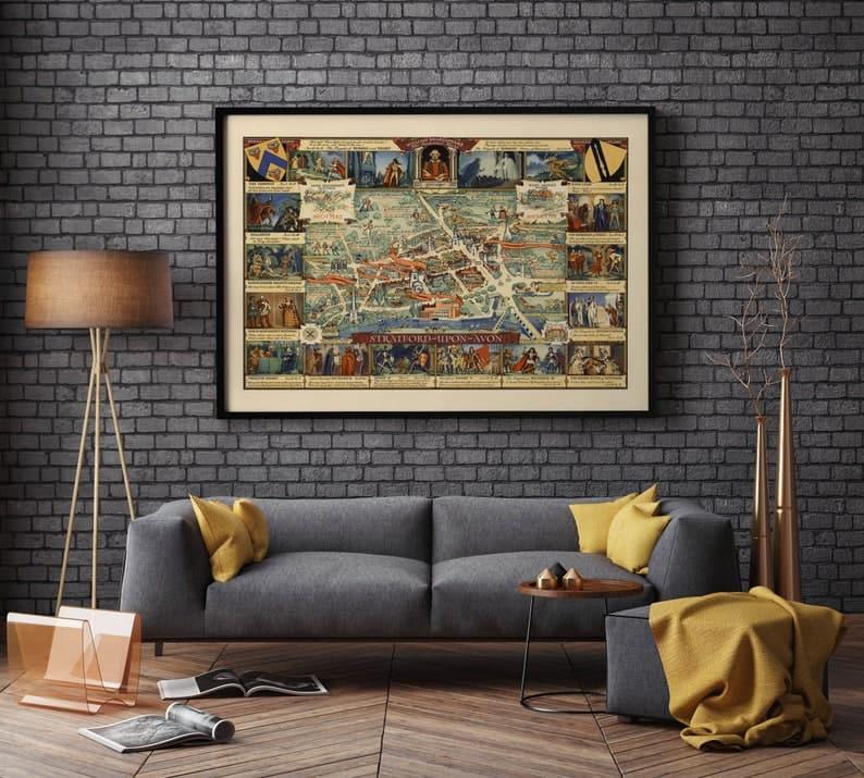 Stratford Vintage Map Poster| England Old Map Wall Prints - MAIA HOMES