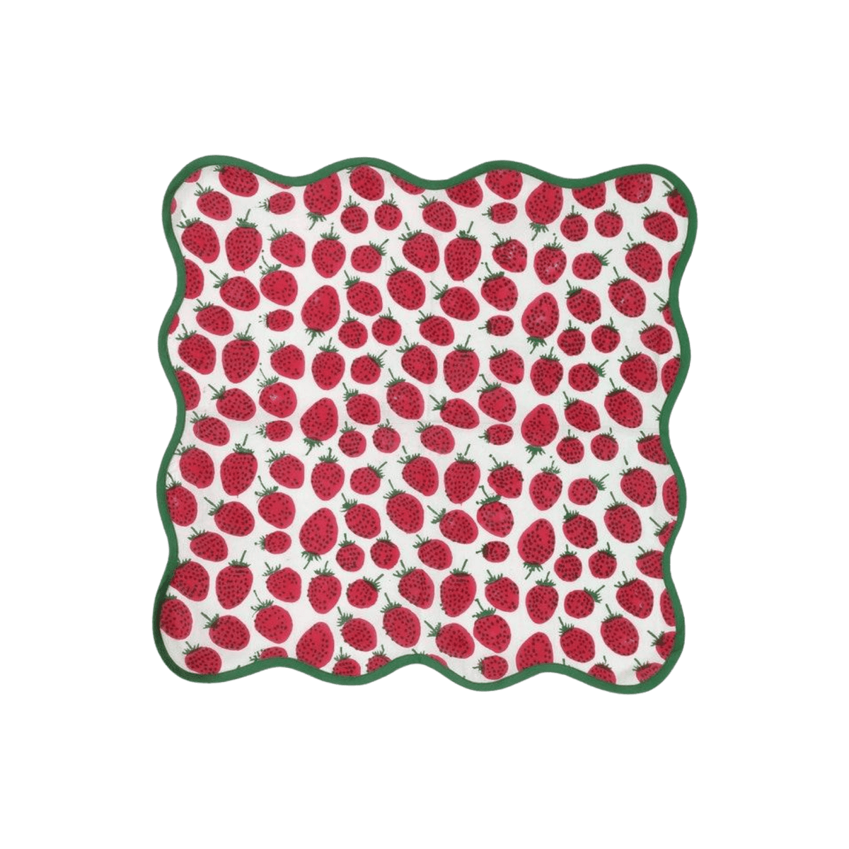 Strawberry Hand Block Printed Cotton Napkins