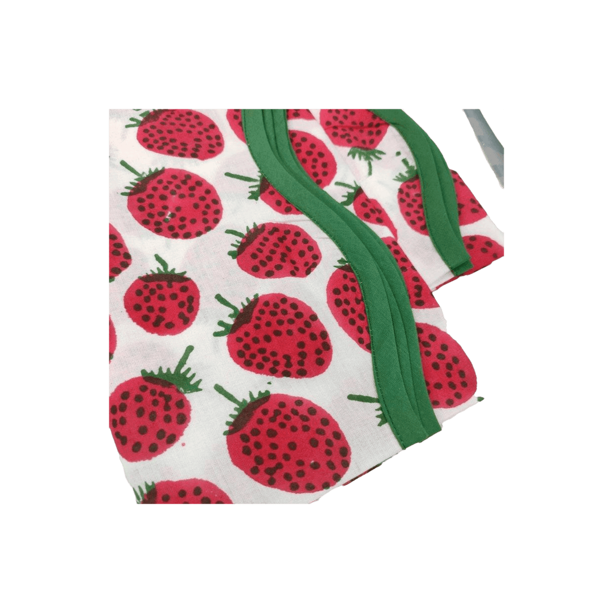 Strawberry Hand Block Printed Cotton Napkins