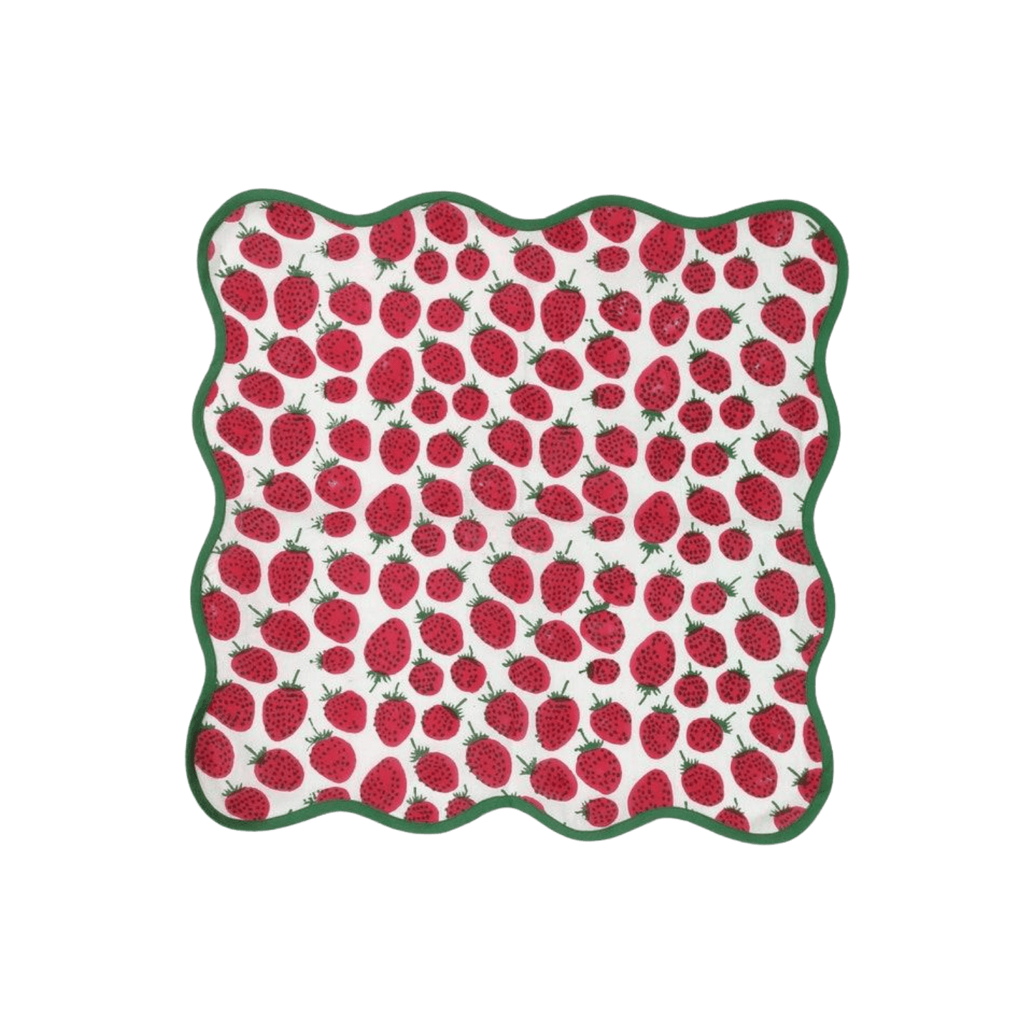 Strawberry Hand Block Printed Cotton Napkins - MAIA HOMES