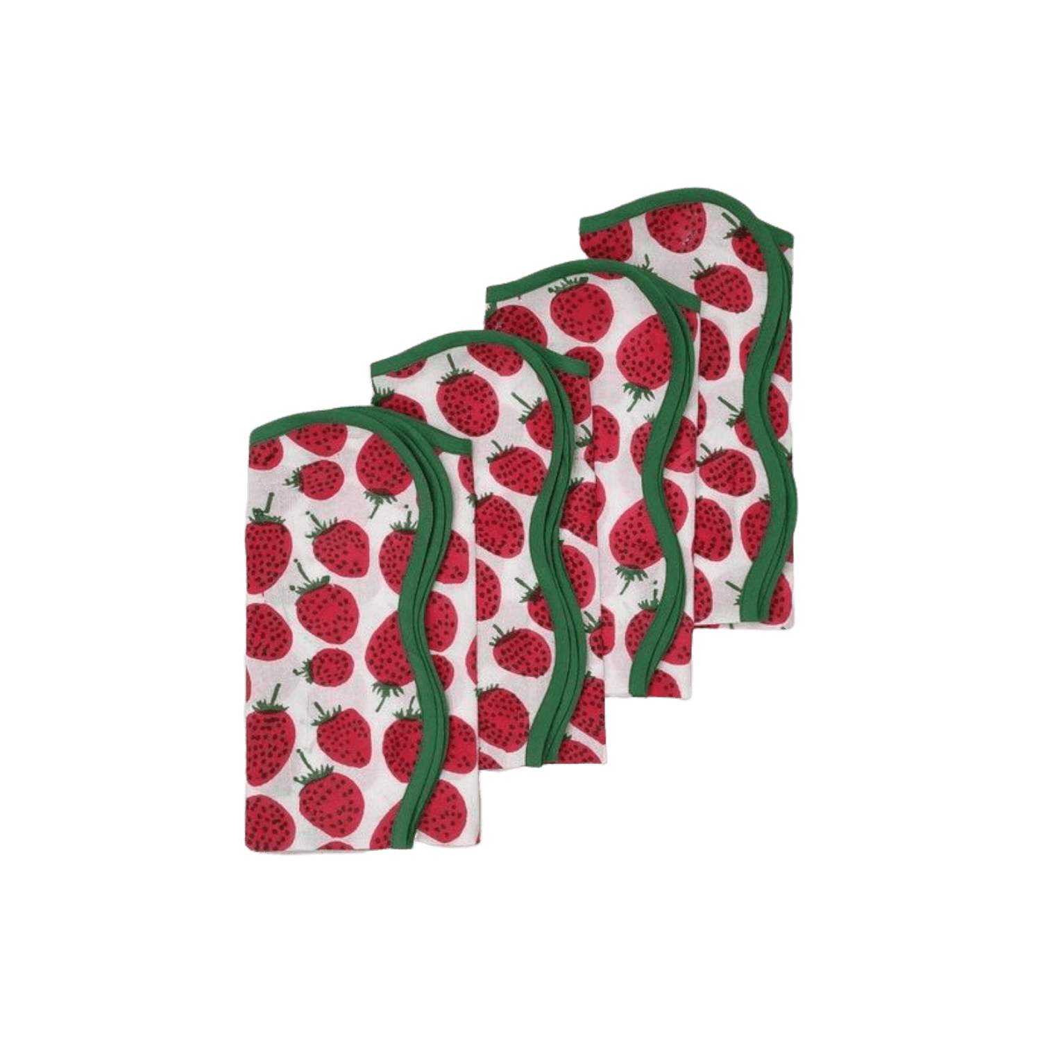 Strawberry Hand Block Printed Cotton Napkins