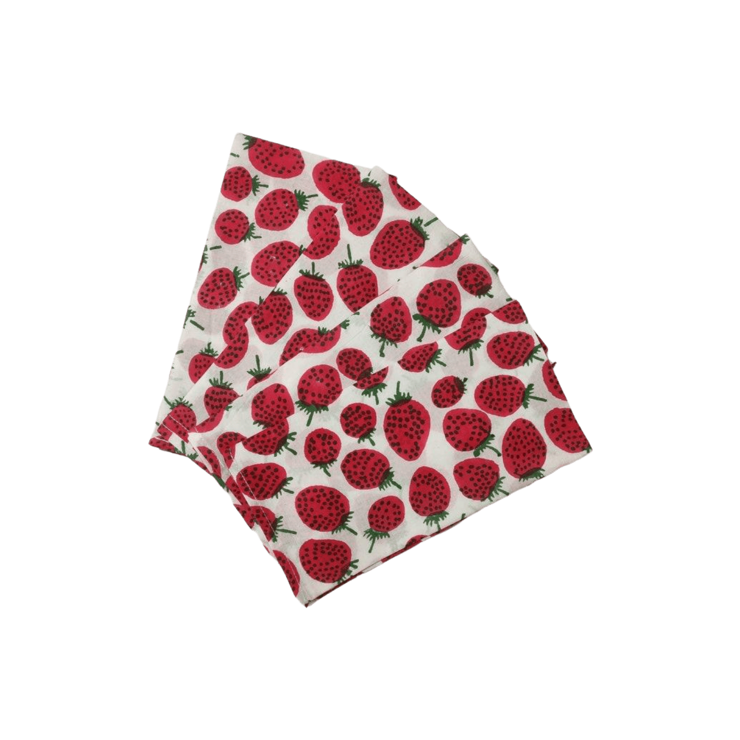 Strawberry Hand Block Printed Cotton Napkins