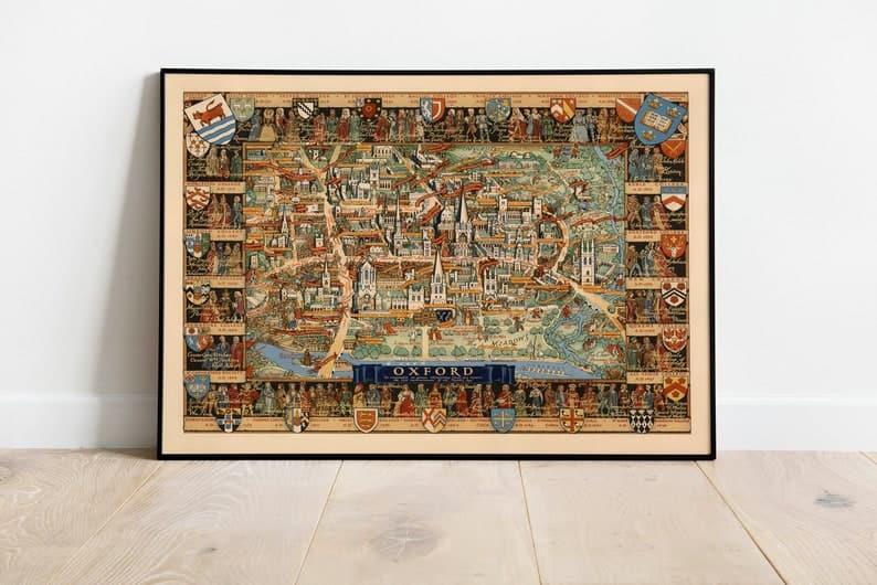 Street Map of Oxford| England Maps Wall Art