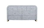 Stripe Waterfall Bone Inlay 7 Drawer Buffet Sideboard