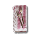 Striped Linen Napkins with White Lace