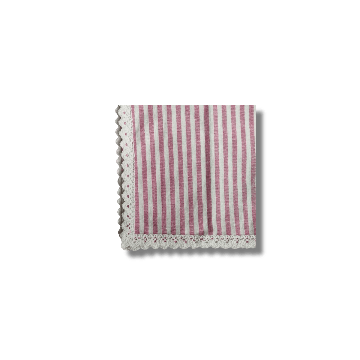 Striped Linen Napkins with White Lace