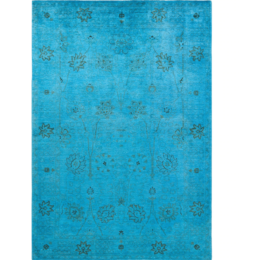 Subtle Floral Sky Hand Spun Wool Hand Knotted Area Rug - MAIA HOMES