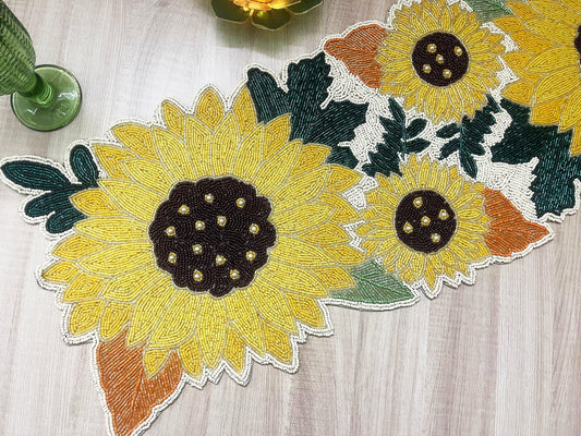 Sunflower Beaded Table Runner - MAIA HOMES