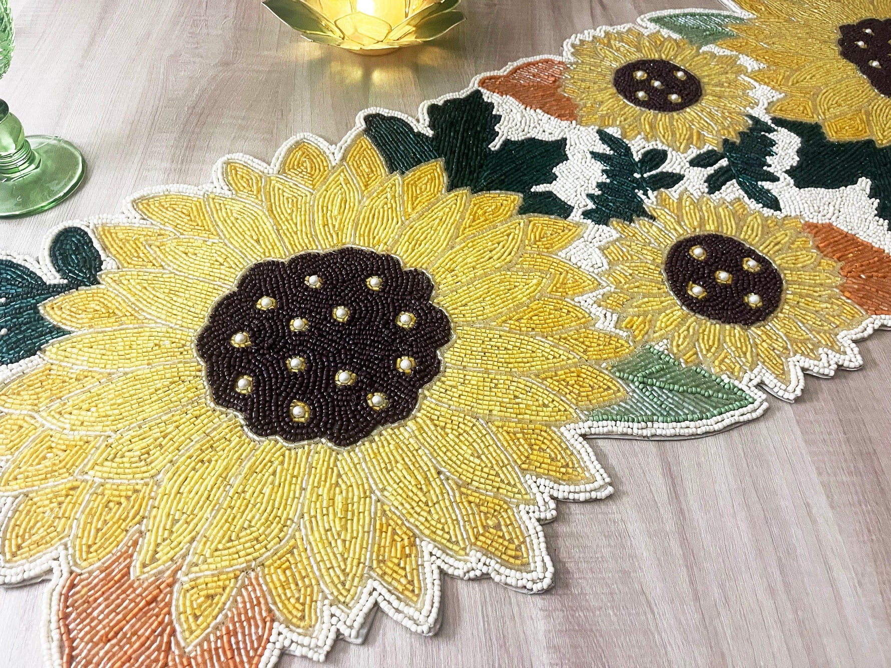 Sunflower Beaded Table Runner