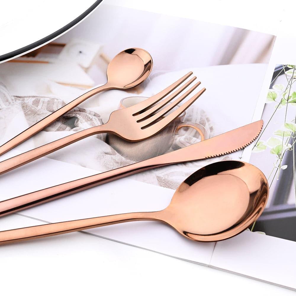 Sunshine Cutlery Set 24 pcs Polished Steel Pink Gold