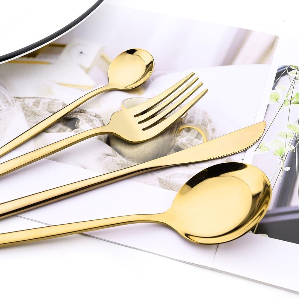 Sunshine Cutlery Set 24 pcs Polished Steel Gold