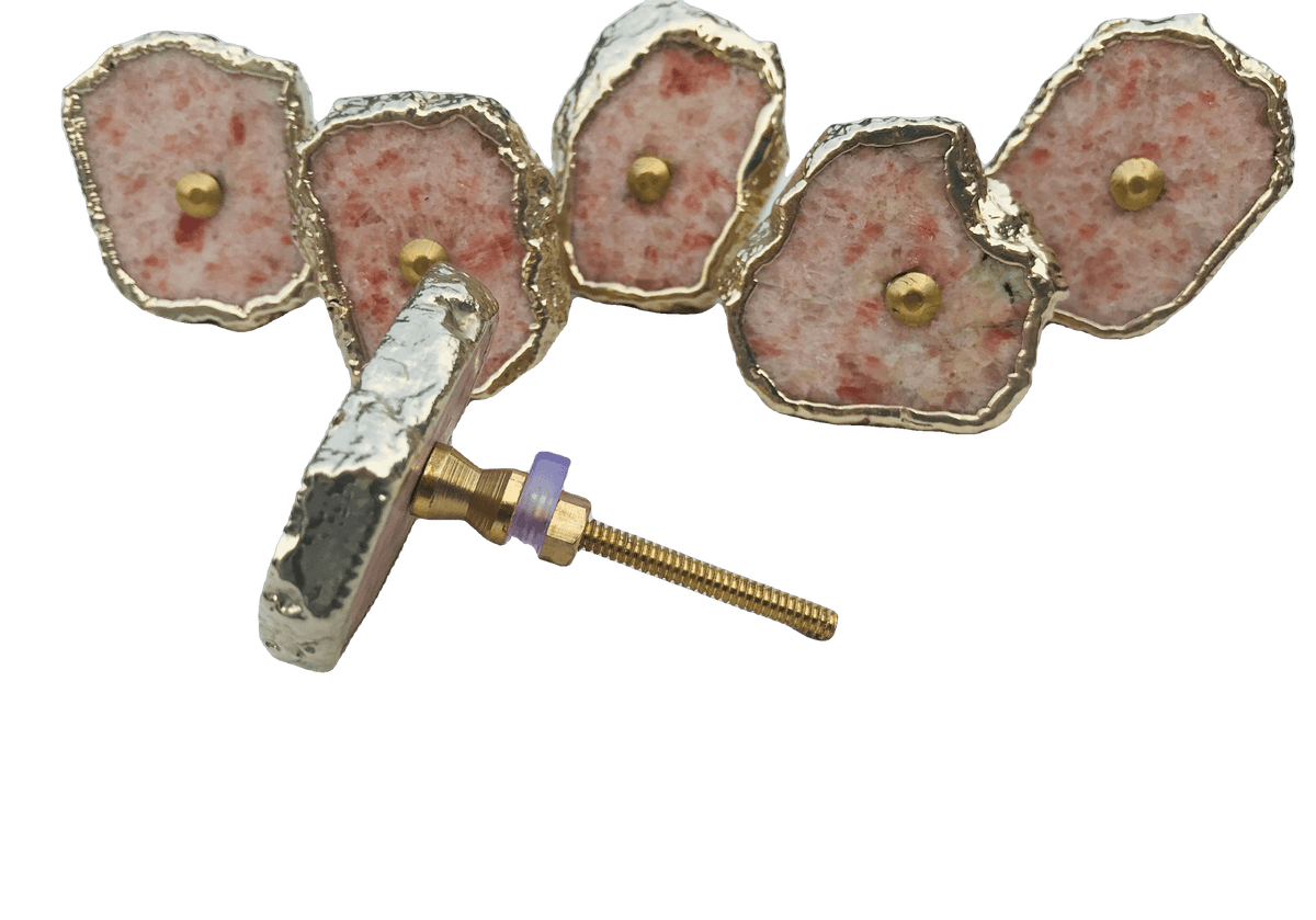 Sunstone Agate Cabinet Door Pull Handle - Set of 6 Rose Gold