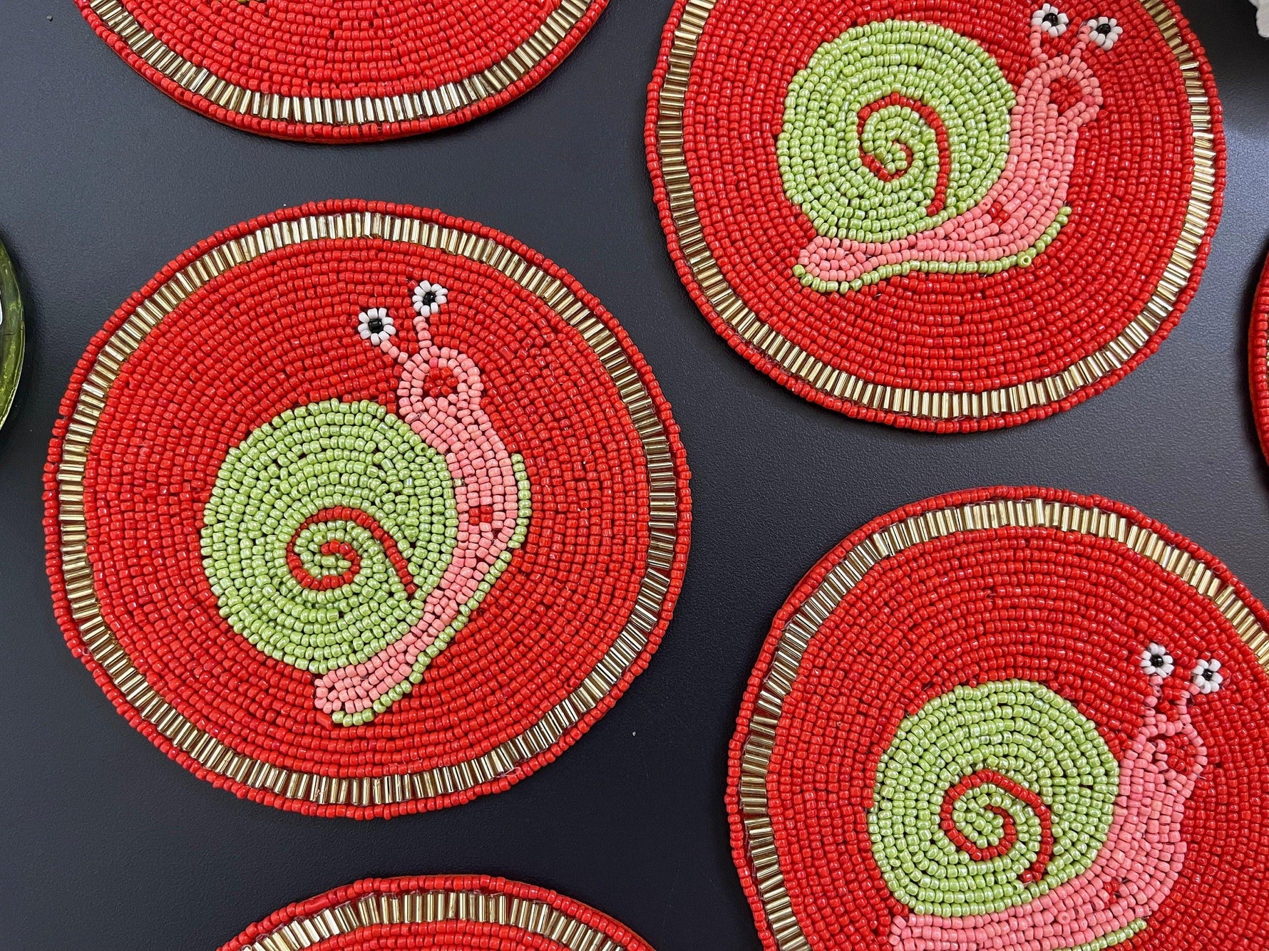 Super Lazy Snail Beaded Drink Coasters