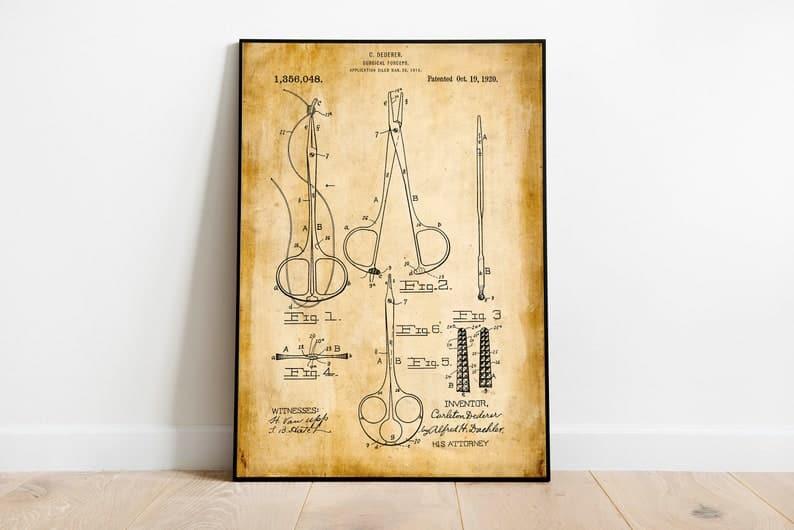 Surgical Forceps Patent Print| Framed Art Print