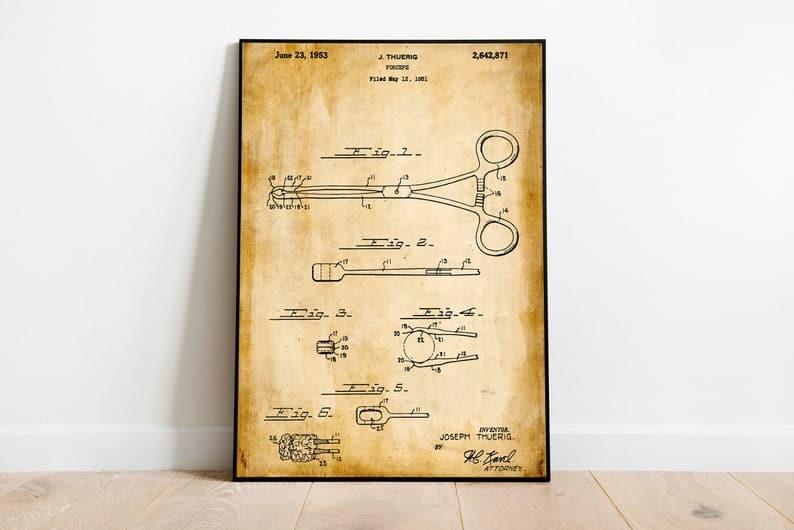 Surgical Forceps Patent Print| Framed Art Print