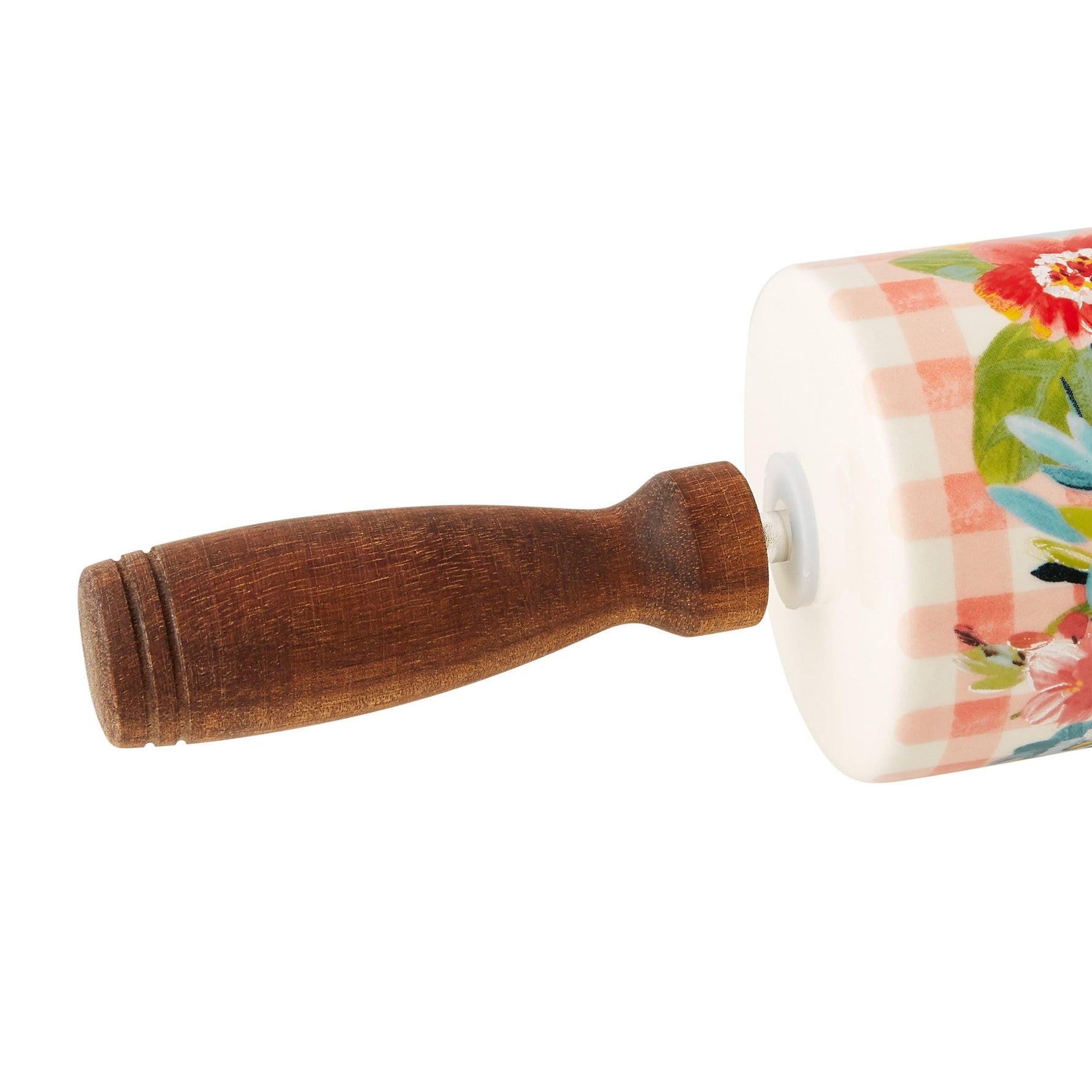 Sweet Romance Blossoms Ceramic Rolling Pin with Acacia Wood Handles