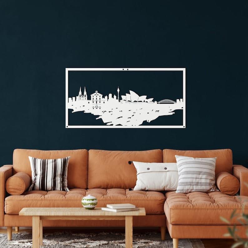 Sydney Skyline Metal Wall Art White