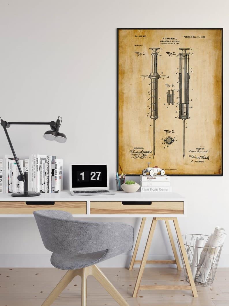 Syringe Patent Print| Framed Art Print