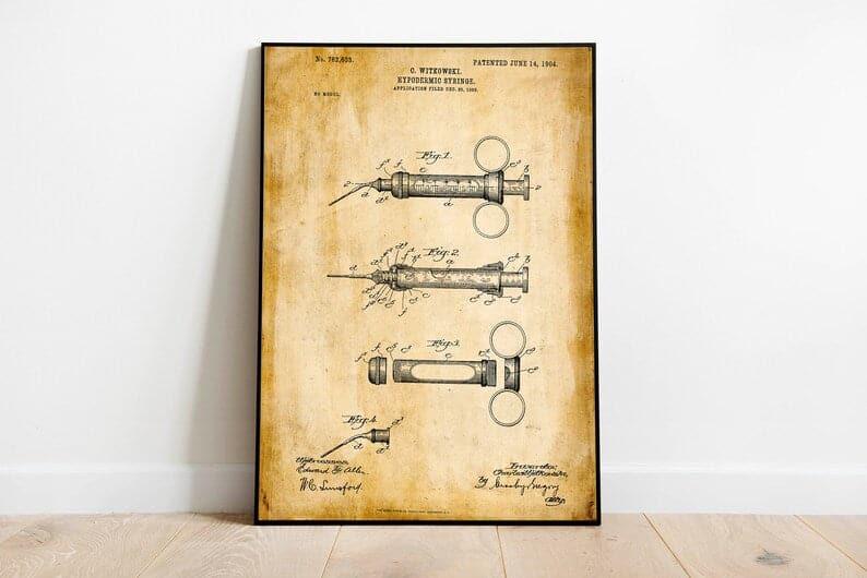 Syringe Patent Print| Framed Art Print