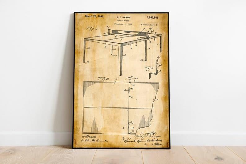 Table Tennis Patent Print| Framed Art Print - MAIA HOMES
