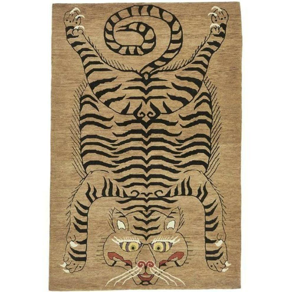Tanned Jungle Cat Hand Tufted Wool Rug - MAIA HOMES