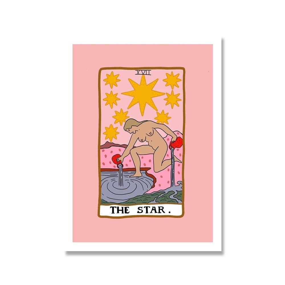 Tarot Lovers Pink Vintage Inspired Wall Print - MAIA HOMES