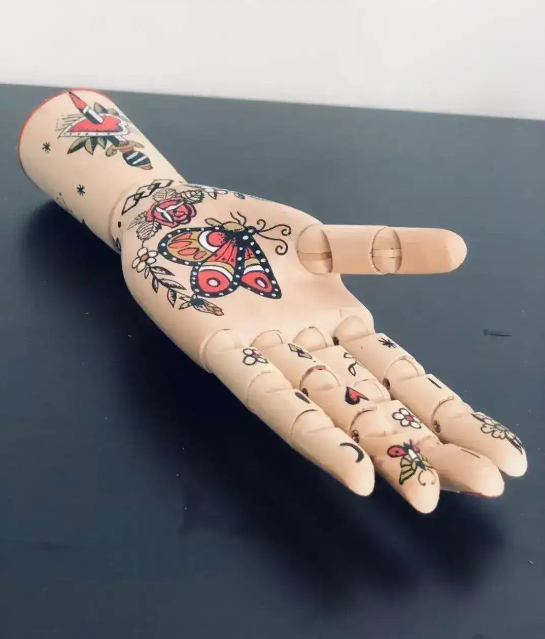 Tattooed Wooden Movable Joint Hand Decor – MAIA HOMES