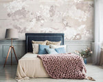 Taupe Mauve Abstract Floral Wallpaper Mural