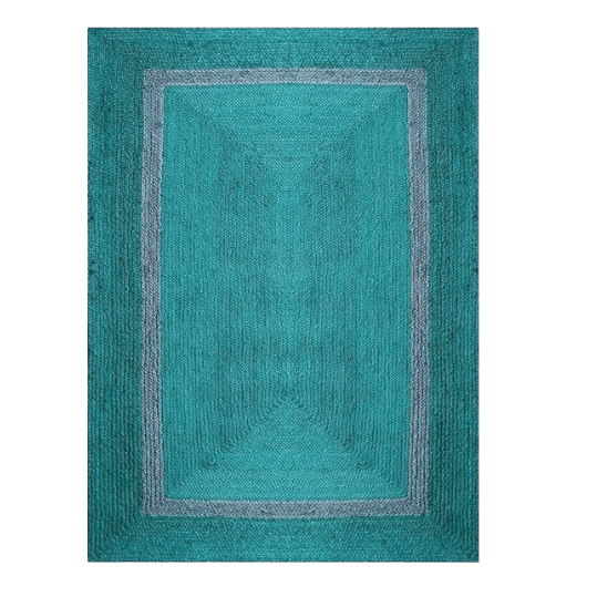 Teal and Gray Braided Jute Rug - MAIA HOMES