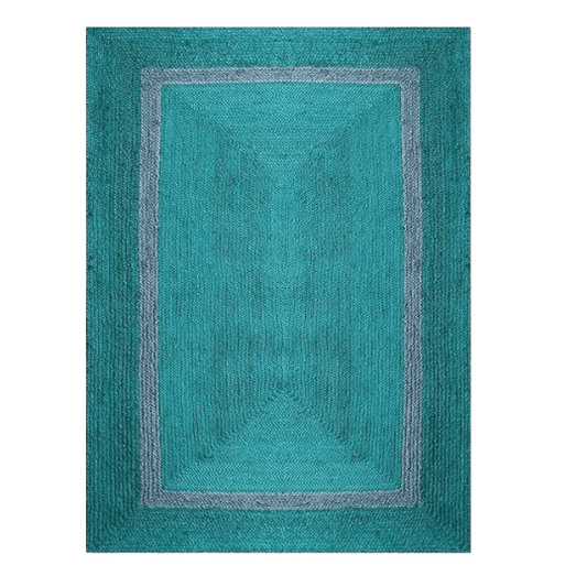 Teal and Gray Braided Jute Rug - MAIA HOMES