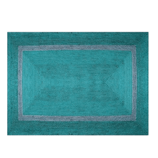 Teal and Gray Braided Jute Rug - MAIA HOMES